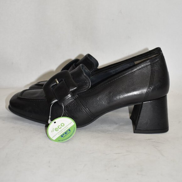 Fashion Sneakers NWT$500 Paul Green ROBIN HEEL SQUARE TOE LOAFER BUCKLE BLACK LEATHER 9  (TE12)